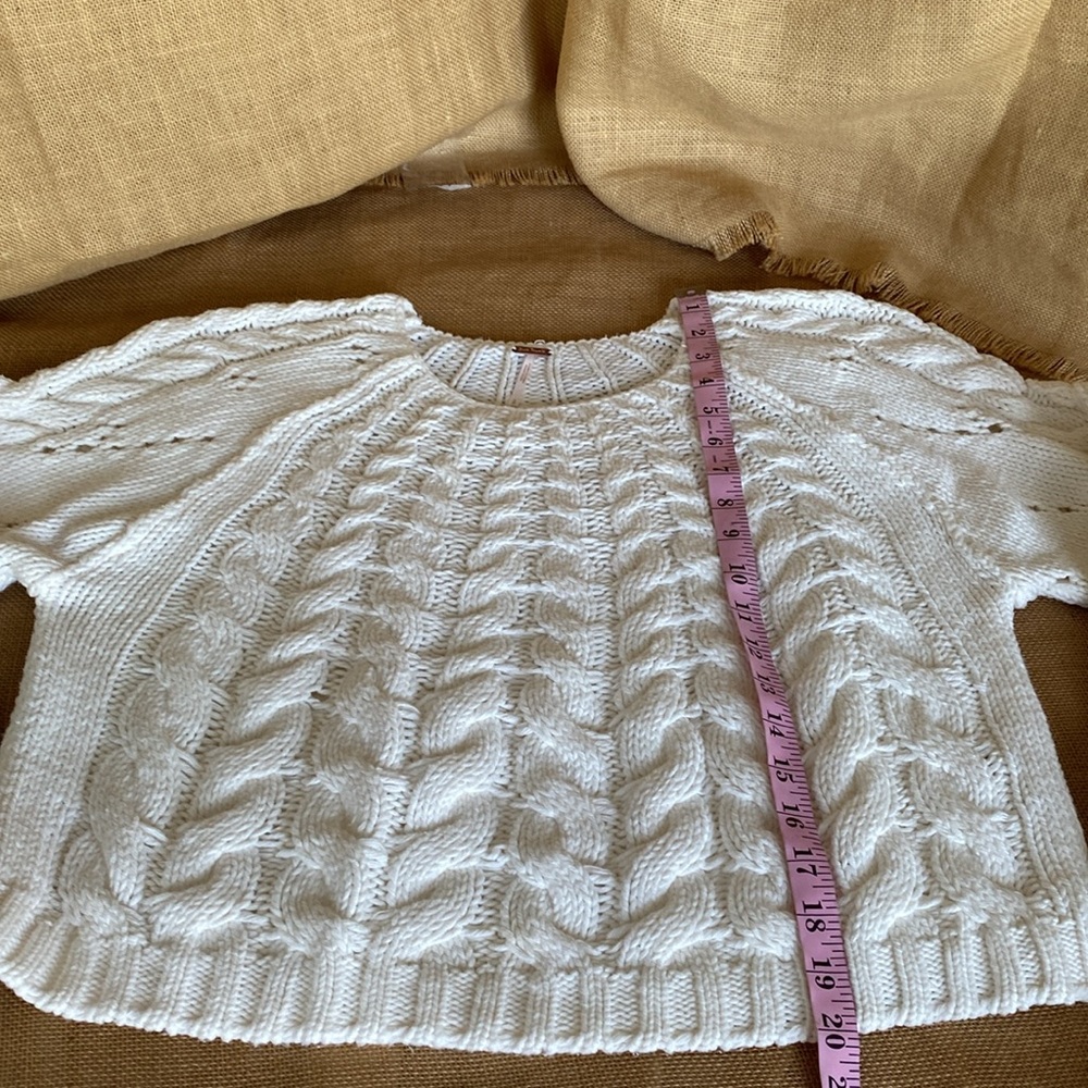 Free People Cream Cable Knit Scoop Neck Sweater - Picture 9 of 15